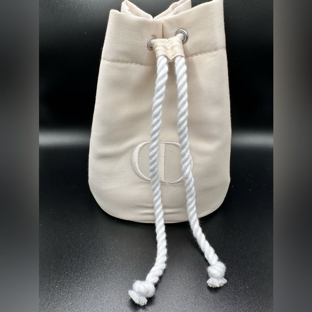 DIOR!! Cream and Twill Drawstring Pouch for Makeup or storage Bag